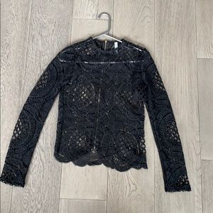 BLACK LACE TOP